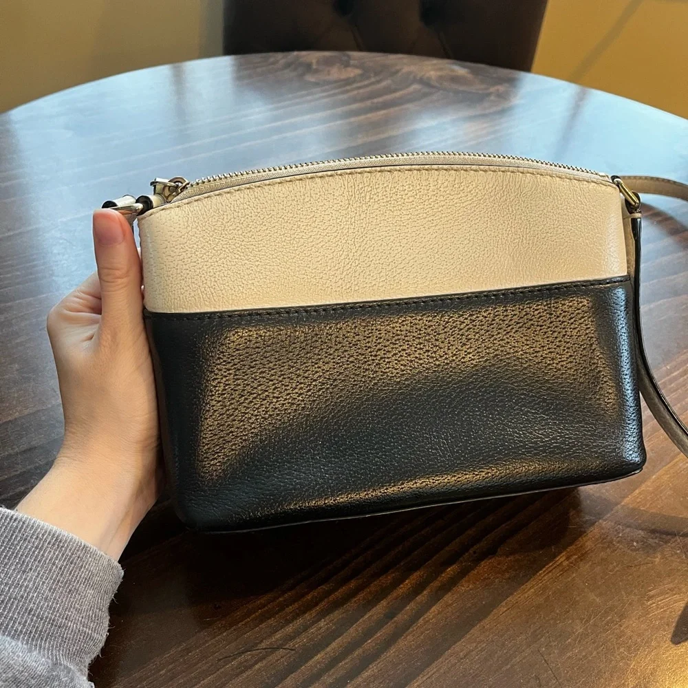kate spade Two-Tone Black and Cream Pebbled Leather Crossbody